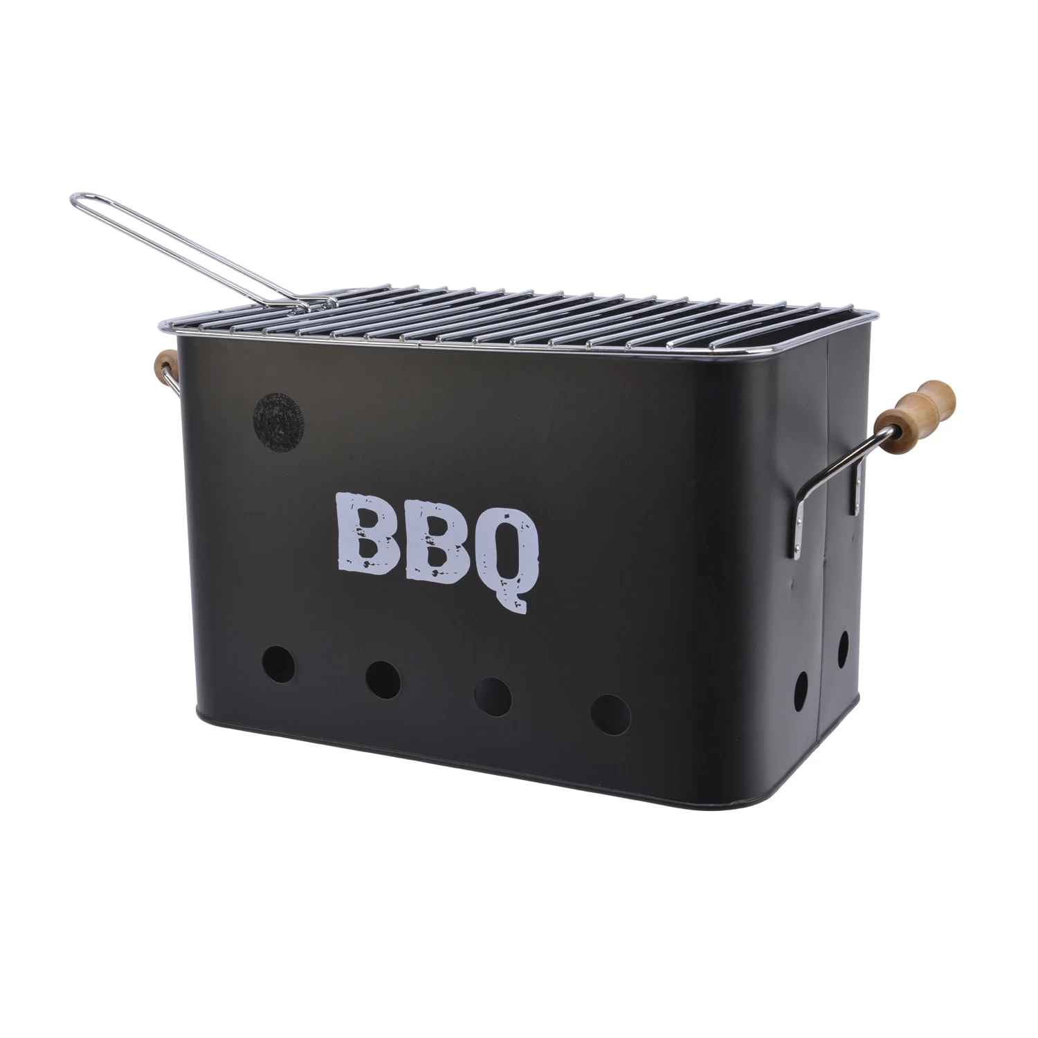 Mini Box Grill Holzkohlegrill Metall H: 21cm In Schwarz