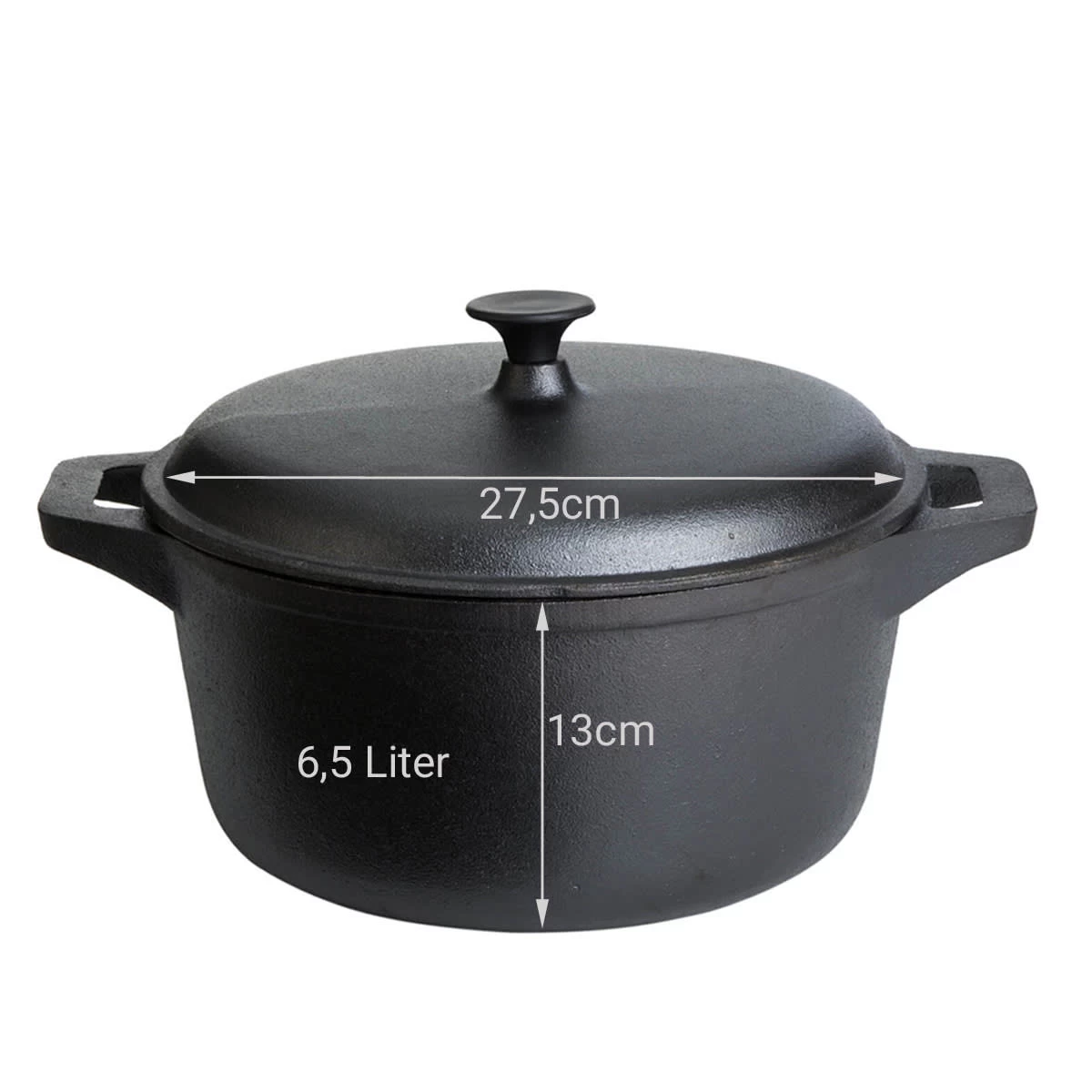 Schmortopf Gusseisen In Schwarz - 27,5cm – Bild 2