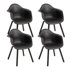 4er Set Gartenstuhl MONTREUX In Schwarz