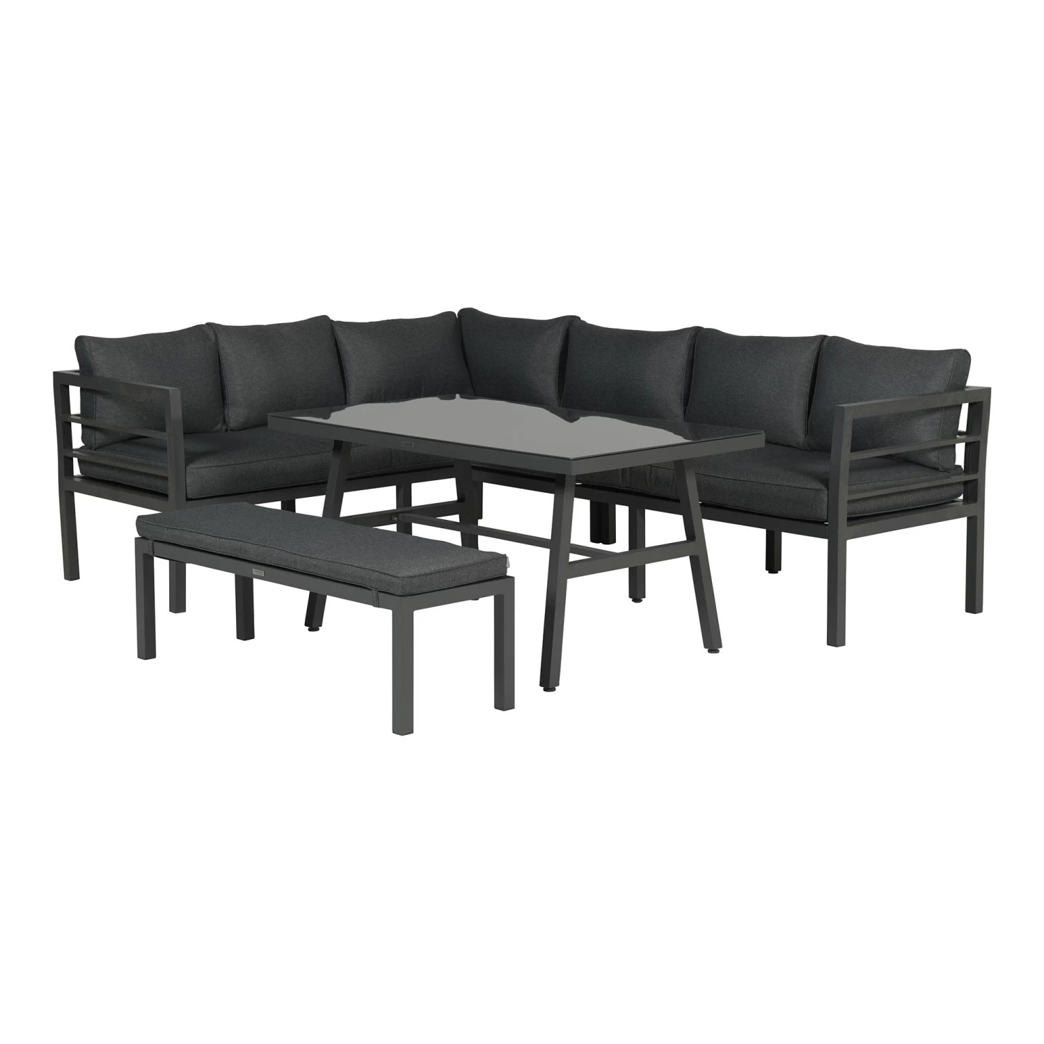 Gartenmöbel Sitzgruppe Lounge Set BLAKES In Farbe Schwarz / Polster Schwarz