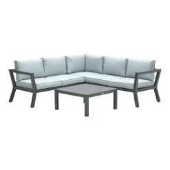 Loungegruppen Set COLORADO In Farbe Gestell Schwarz / Polster Mintgrau