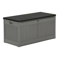 Outdoor Kissenbox "PRIMO BLACK" 270l Wasserdicht In Farbe Grau - Schwarz
