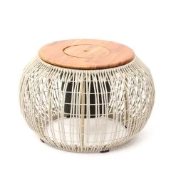 Beistelltisch Gartentisch Mit Behälter D: 58cm In Beige