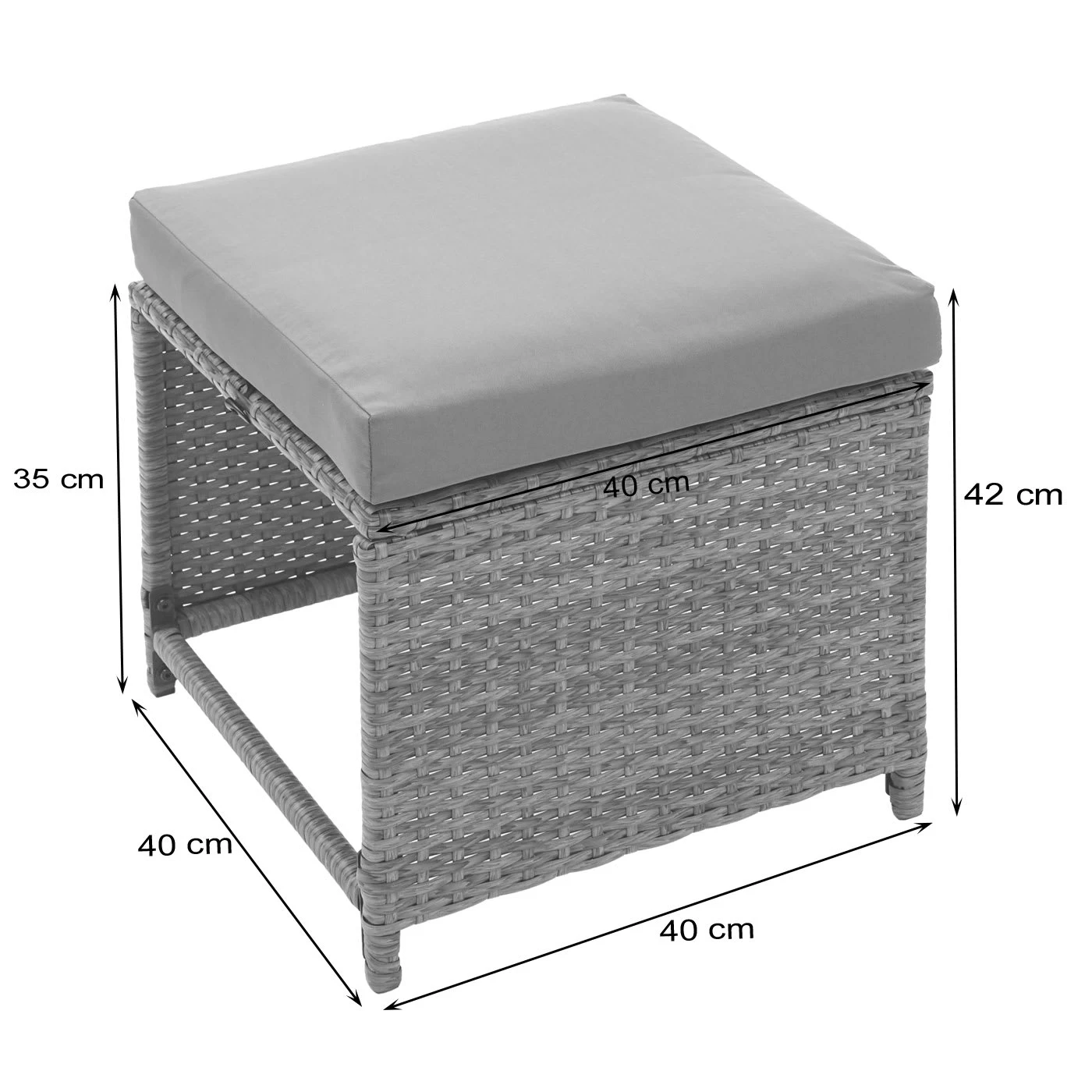 2er-Set Hocker G16, Grau, Kissen Dunkelgrau – Bild 3