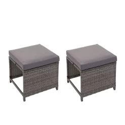 2er-Set Hocker G16, Grau, Kissen Dunkelgrau